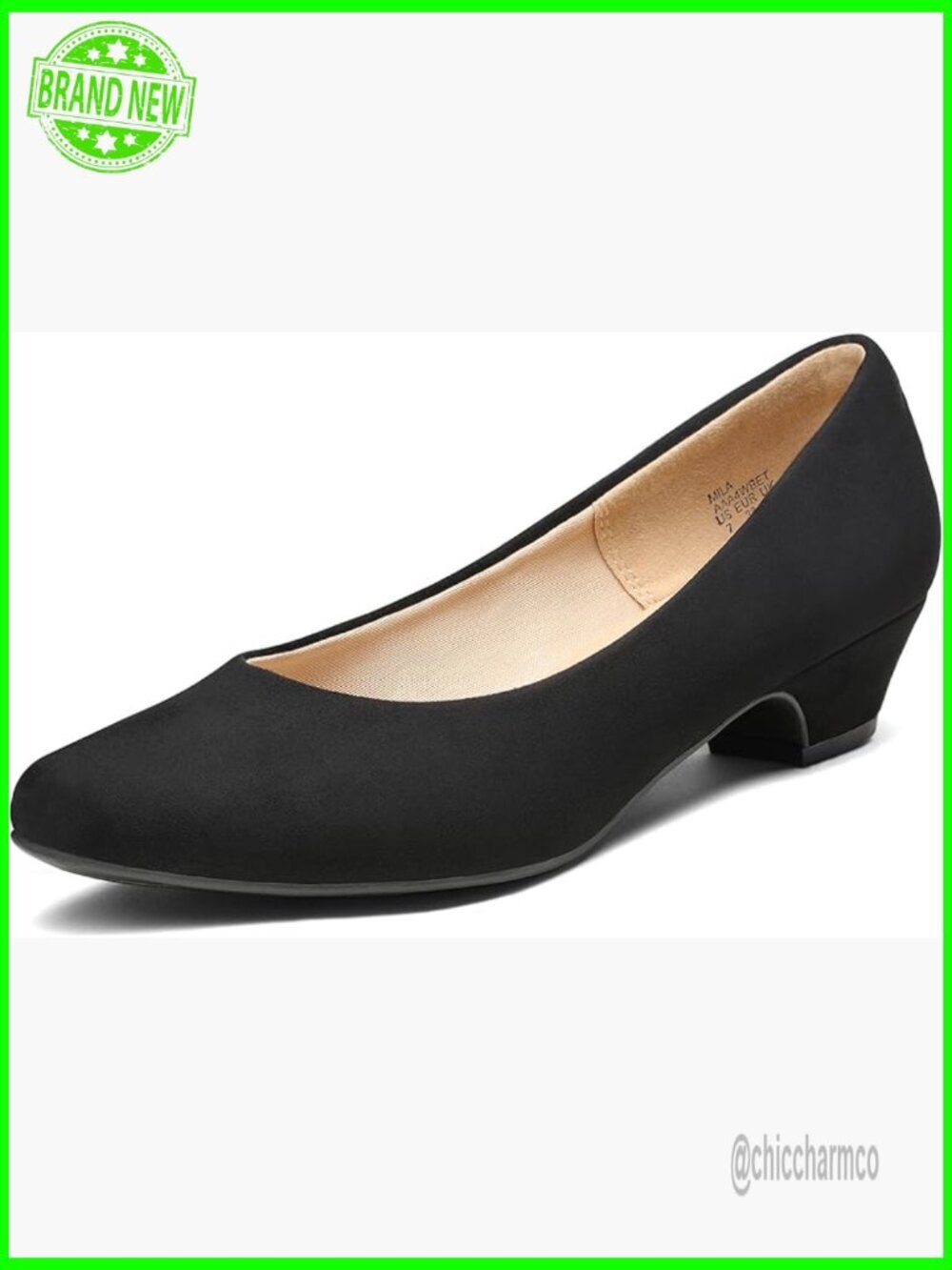 Low Chunky Heel Pump Shoes Women's Slip On Block Heel
